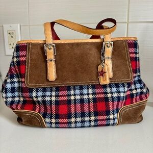 Vintage Coach Tartan Wool Plaid & Suede Bag